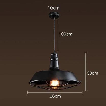 American Loft Industrial Retro Iron Pendant Lights Creative Dining Room Clothing Store Cafe Pot Cover Netting Hanging Lamp Decor