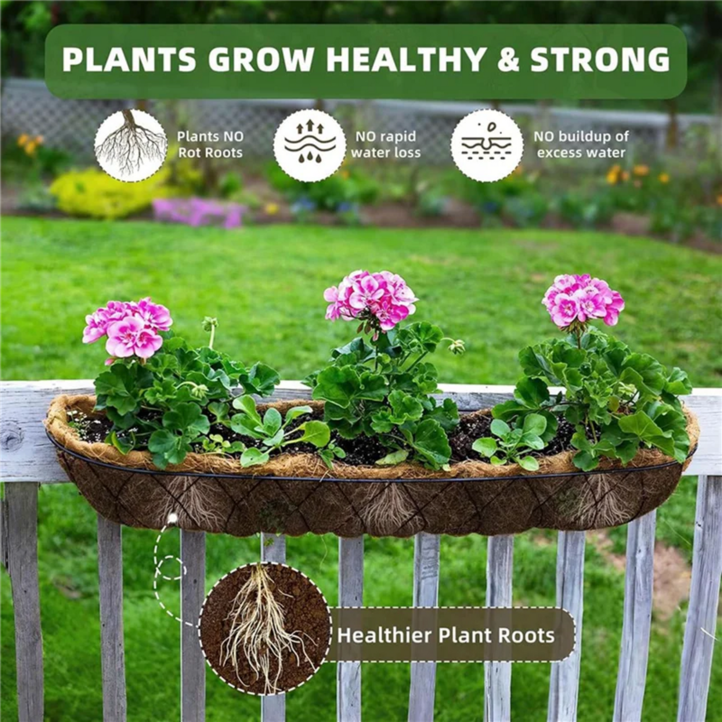 ABRS-30 Inch 6 Pack Trough Liners, Coconut Coir Fiber For Wall Basket Planters, Window Box Liners, Garden Planter Baskets