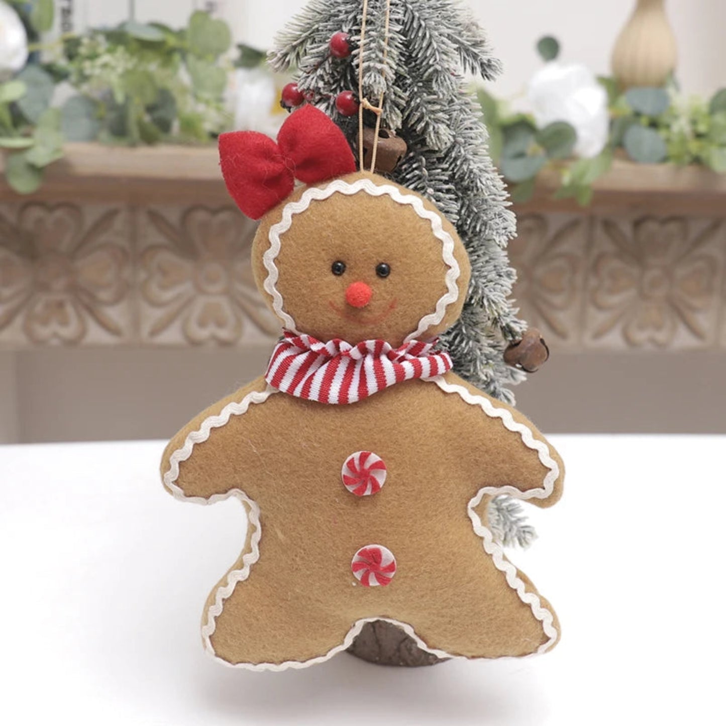 Gingerbread Man Christmas Decoration For Home Plush Doll Xmas Tree Hanging Ornament Pendant Accessories 2024 New Year Kid Gift
