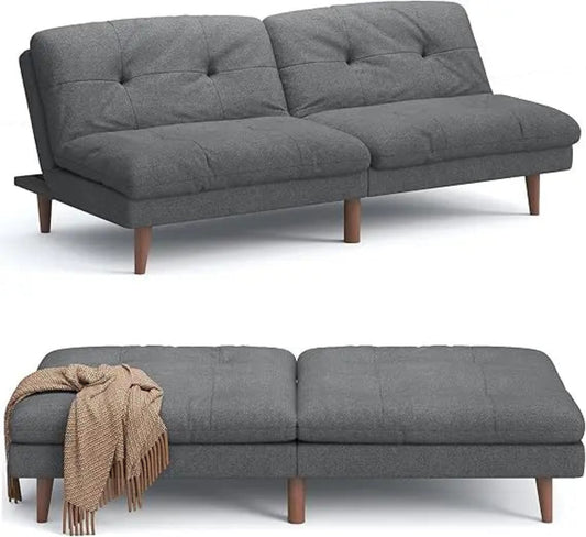 Convertible Futon Sofa Bed with Adjustable Back, Upholstered Sleeper for Living Room Furniture