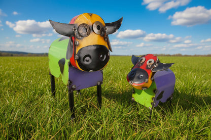 Colorful Metal Cow-Garden-Yard Art-Farmhouse-Colorful Cow