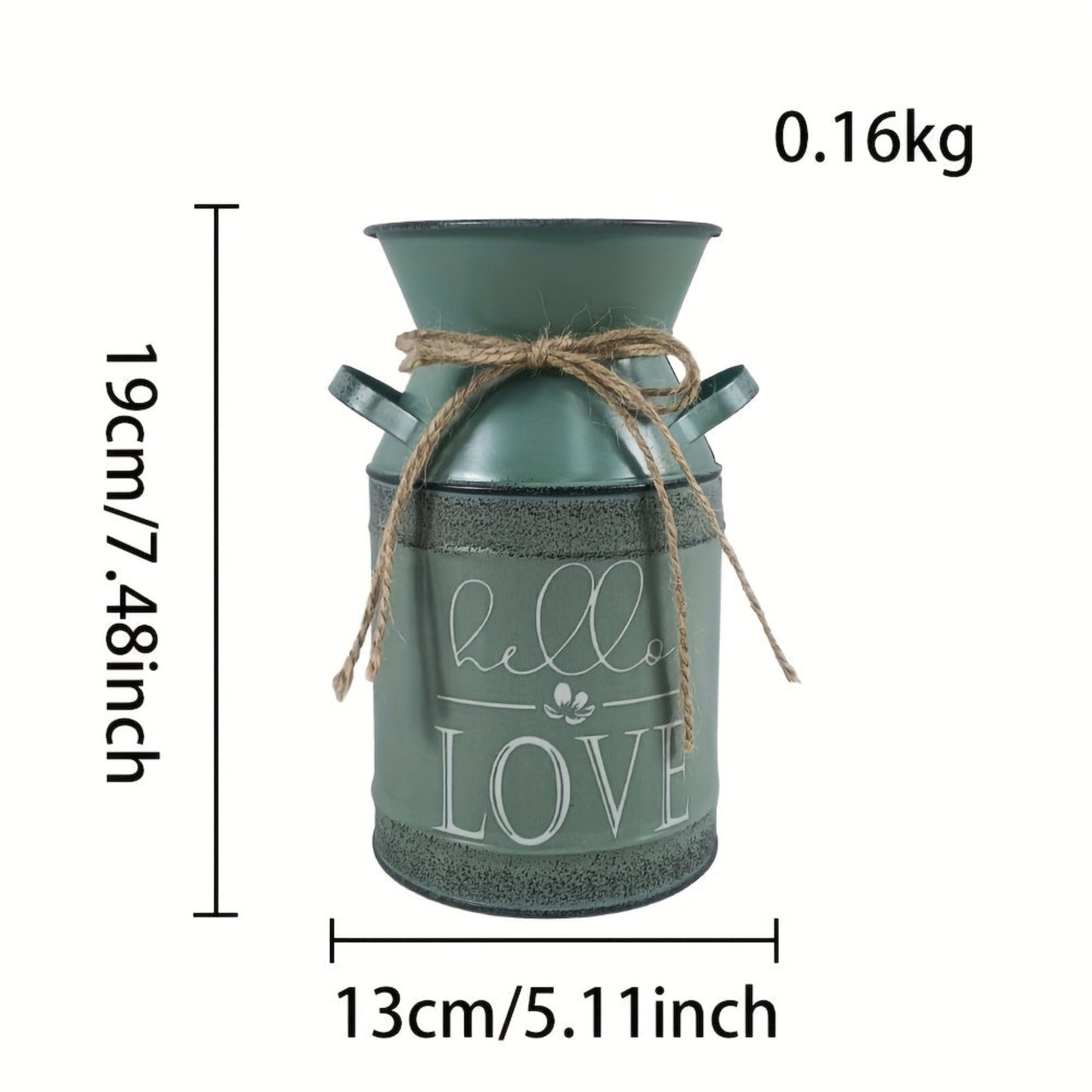 7 selectable blue and green printed village nostalgic and unique vases, small metal vases, retro milk cans, flower POTS, mini water bottles, decorative flower vases, farmhouse decorations for home, kitchen and bathroom, coffe