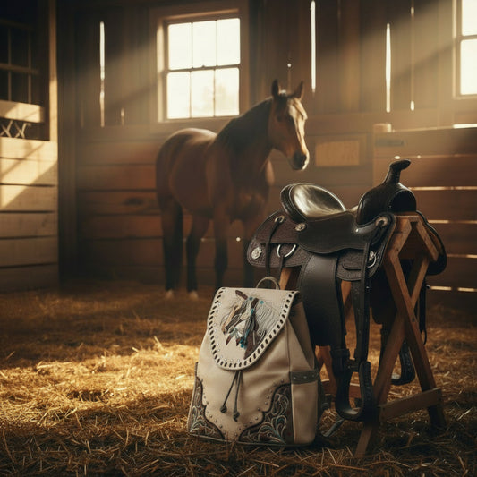 Women's Embroidered Horse Western Leather Backpack