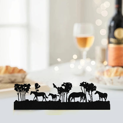 Intricate Cutouts Elegant Metal Horse Herd Silhouette Candle Holder - Festive Christmas Decor, Ideal for Home & Party Tabletops, Unique Gift for Friends and Youngsters, No Electricity Required, Festive Home Accent|Festive E