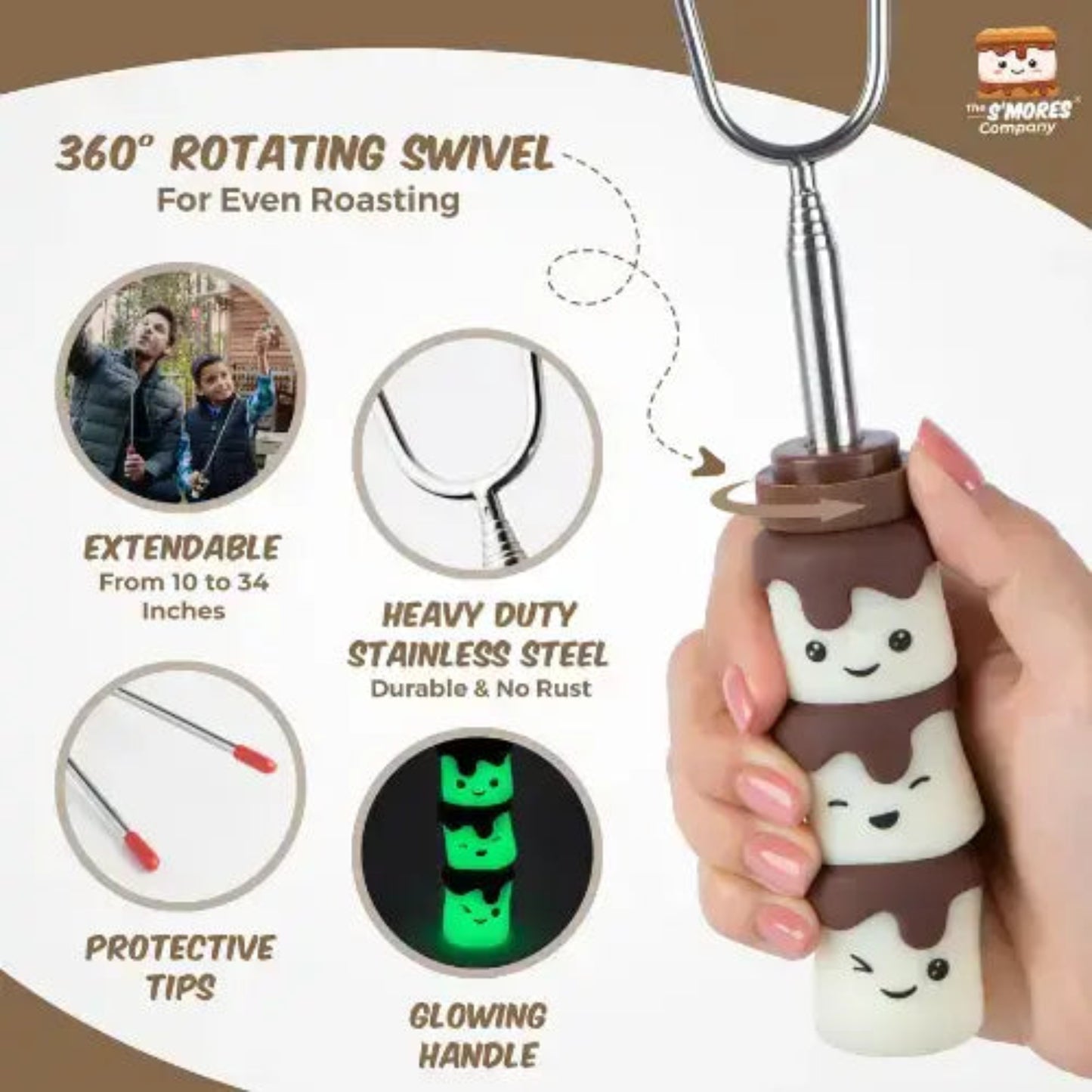 S'mores Marshmallow Roasting Sticks - Glow in the Dark