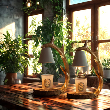 1 pcs Handmade Resin Antler Wax Lamp, Adjustable Brightness And Timer, Tabletop Decorative Lamp With 2 Bulbs, For Christmas, Hanukkah, Thanksgiving, St. Patrick'S Day, Valentine'S Day, Halloween Mother'S Day Antler Home Deco