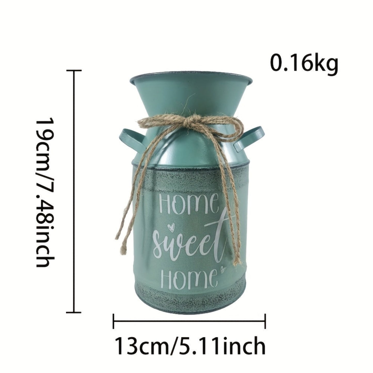 7 selectable blue and green printed village nostalgic and unique vases, small metal vases, retro milk cans, flower POTS, mini water bottles, decorative flower vases, farmhouse decorations for home, kitchen and bathroom, coffe