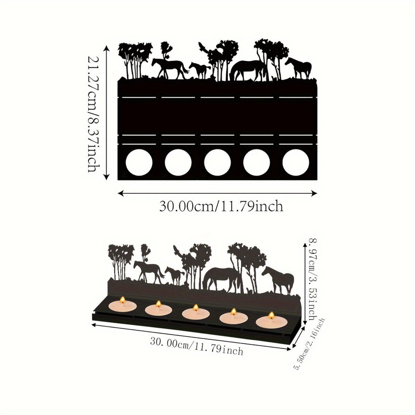 Intricate Cutouts Elegant Metal Horse Herd Silhouette Candle Holder - Festive Christmas Decor, Ideal for Home & Party Tabletops, Unique Gift for Friends and Youngsters, No Electricity Required, Festive Home Accent|Festive E